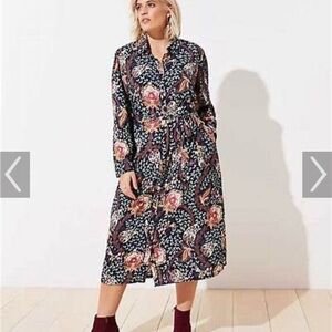 LOFT Floral Long Sleeve Dress
